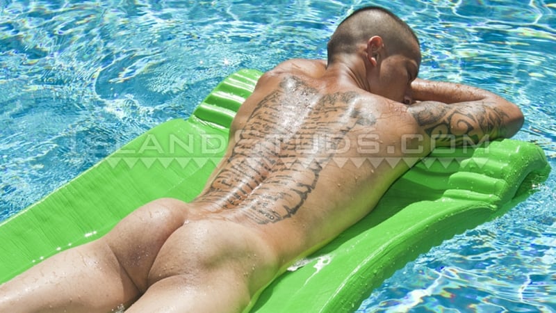 Tattooed young straight Chang skinny dips pool jerking big dick explodes cum 006 gay porn pics - Tattooed young straight Chang skinny dips in the pool jerking his big dick till he explodes cum all over himself